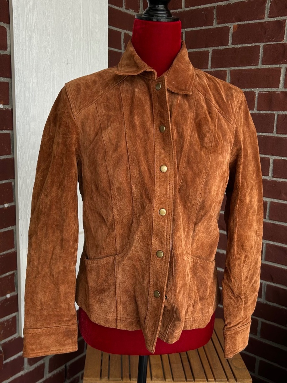 Coldwater Creek Leather Jacket Women PM Brown Suede Western Style Boho